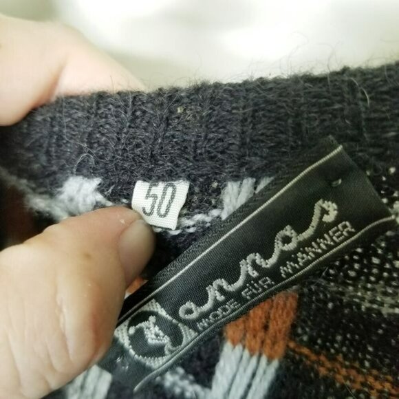 Vintage Fiume V-Neck Alpaca Sweater Size 50  L Made In Italy Grey Pullover - Picture 5 of 13